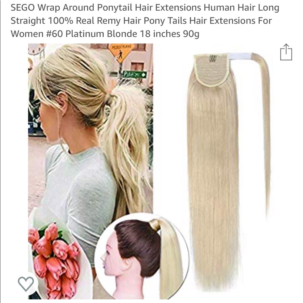 Blonde human Remy hair ponytail extension